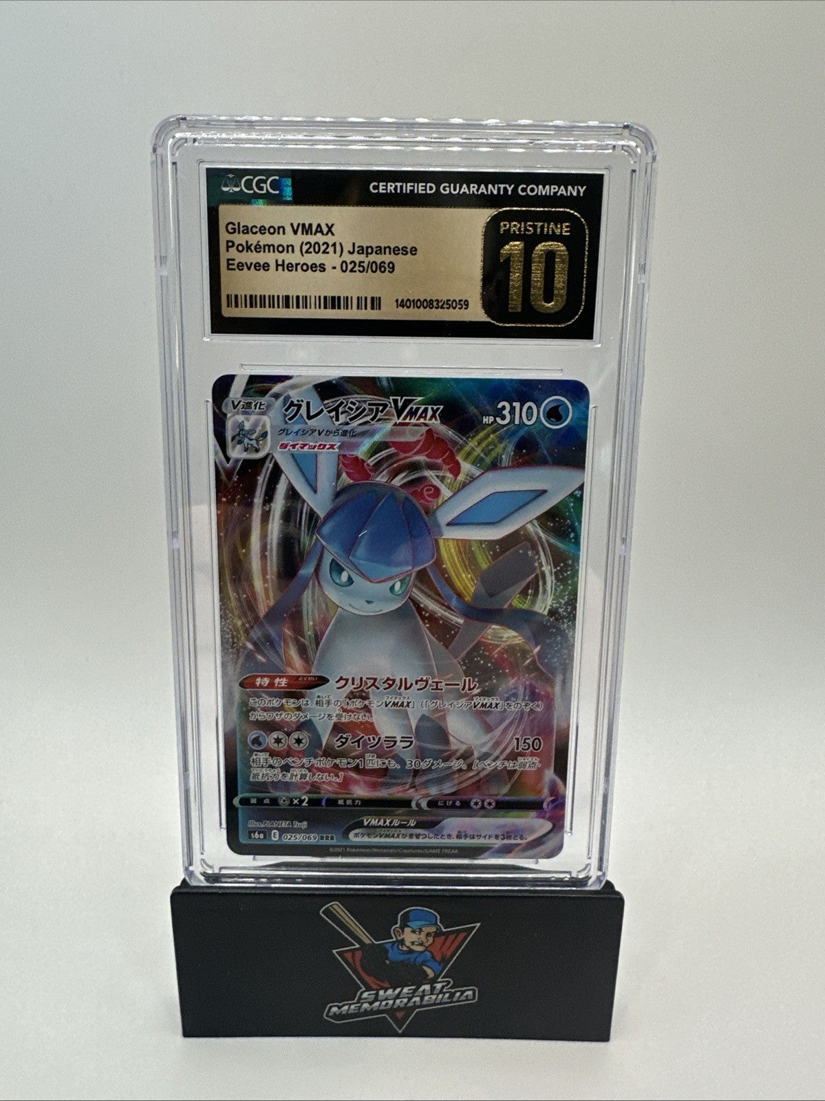 CGC 10 Pristine Glaceon VMAX 025/069 Eevee Heroes Holo Pokémon 2021 Japanese
