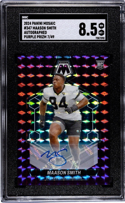 2024 Panini Mosaic - Maason Smith #347 Purple Prizm (RC) /49 SGC 8.5
