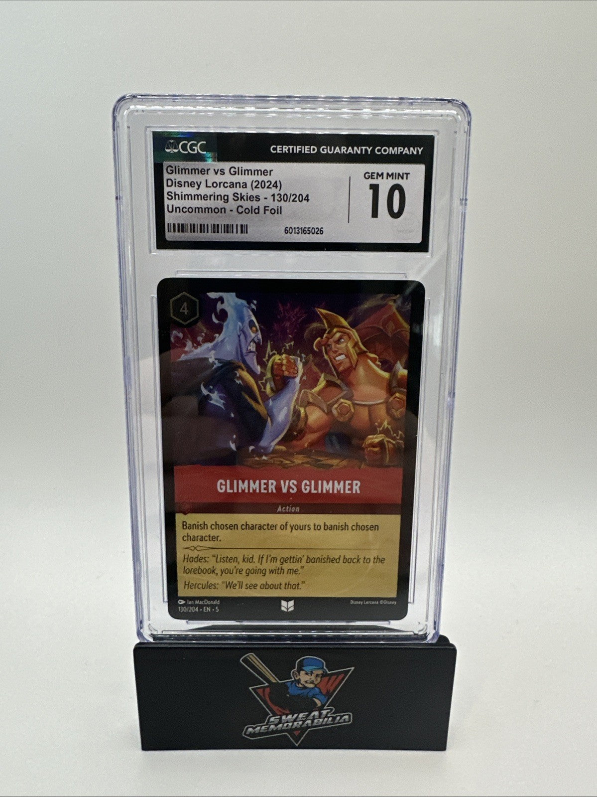 Disney Lorcana Shimmering Skies 130/204 Glimmer Vs Glimmer Cold Foil CGC 10