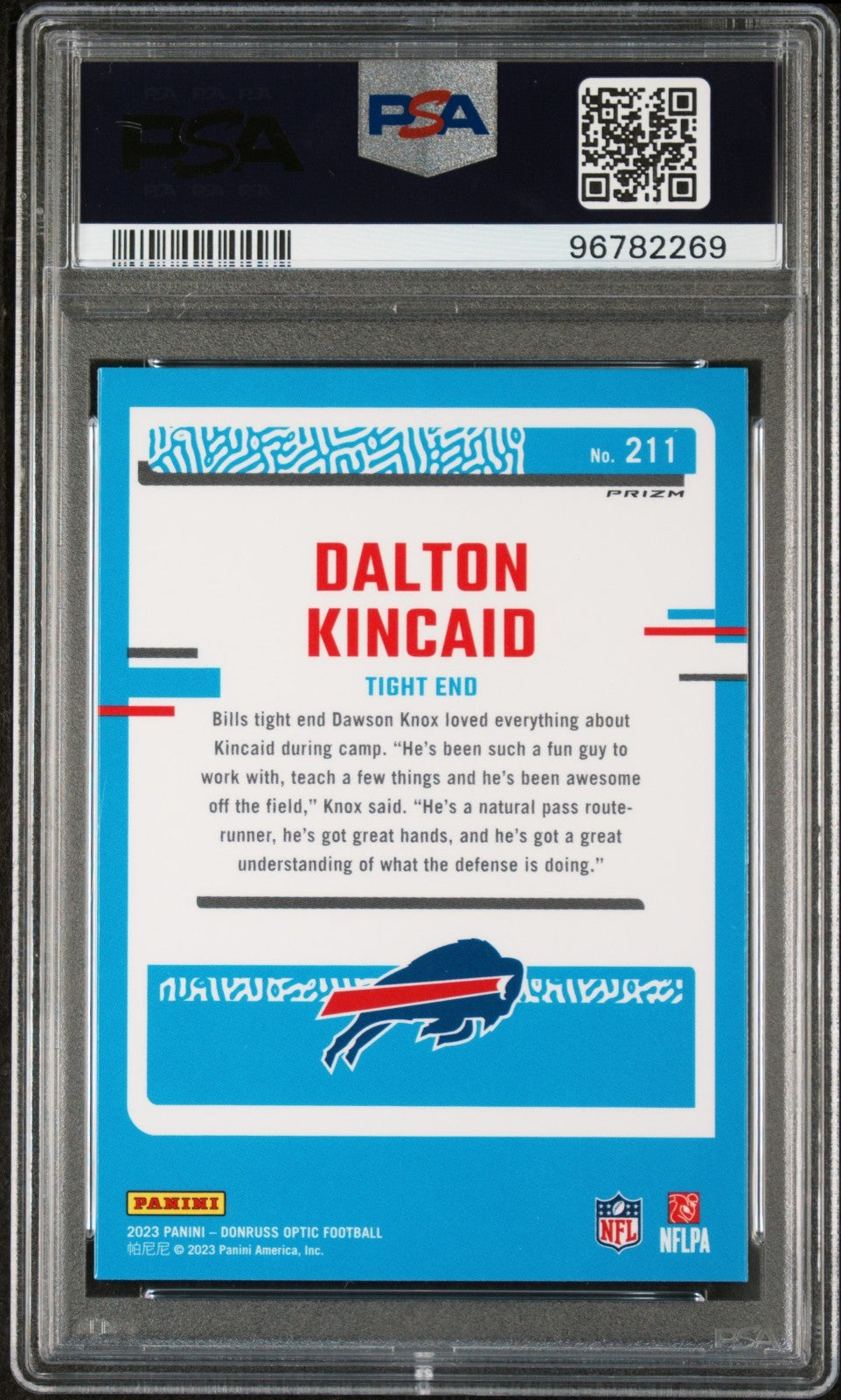 2023 Panini Donruss Optic Dalton Kincaid #211 HOLO PSA 9