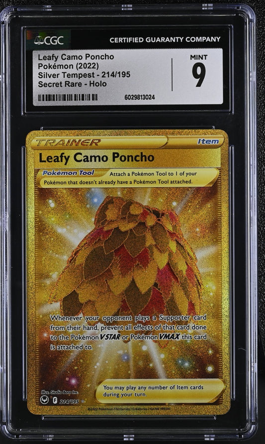 Pokemon 2022 Silver Tempest Leafy Camo Poncho #214/195 CGC 9