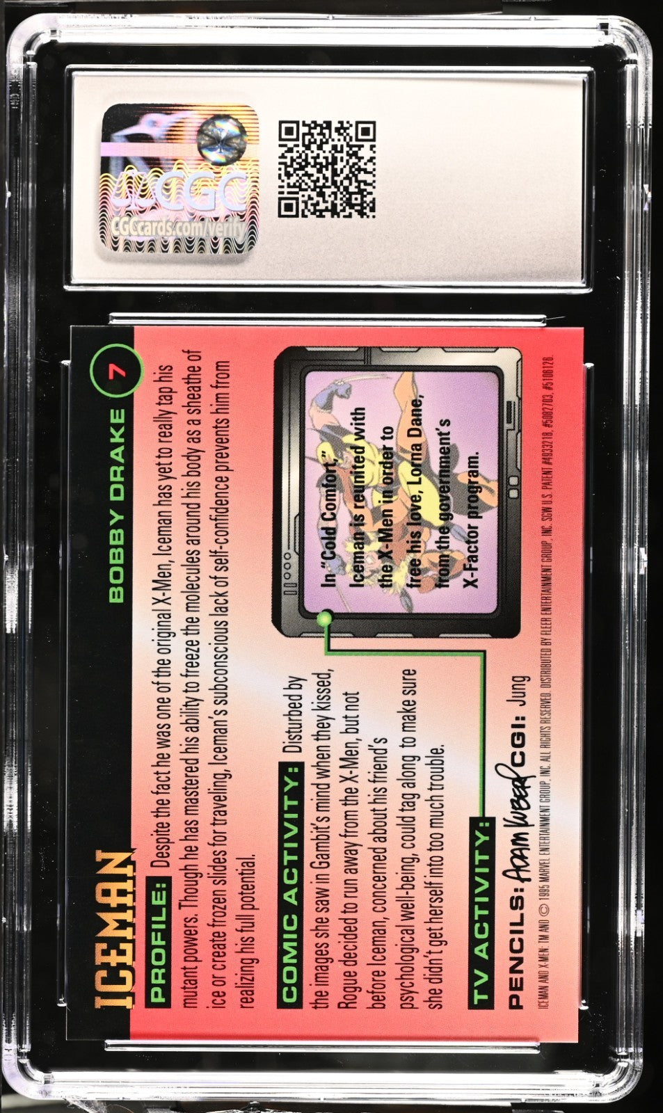 1995 FLEER ULTRA X-MEN CHROMIUM  ICEMAN # 7 CGC 10