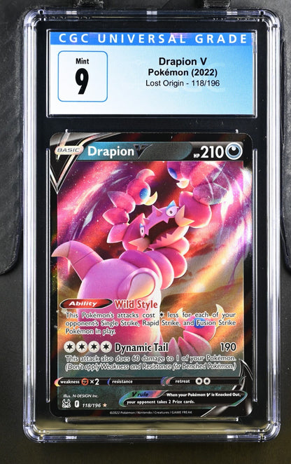 Pokemon 2022 Drapion V 118/196 Lost Origin Ultra Rare Holo CGC 9