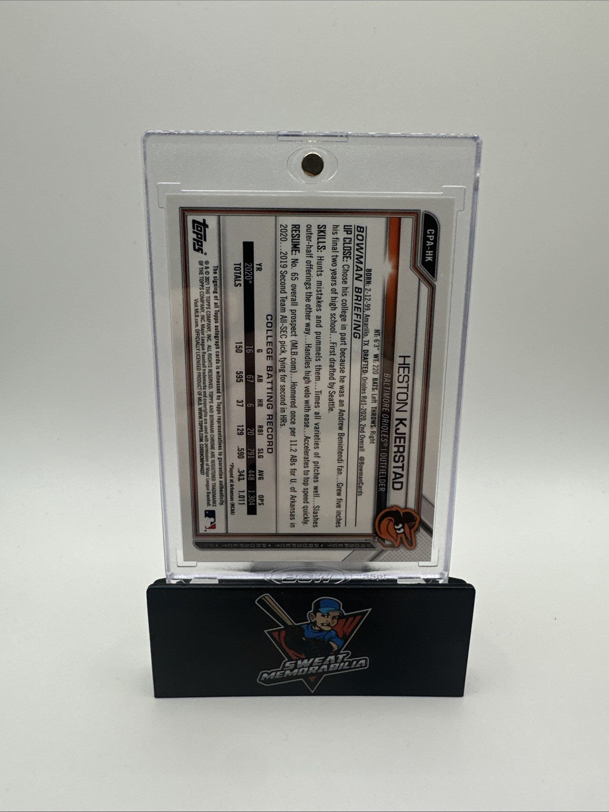 Heston Kjerstad 2021 Bowman Chrome Auto W/ Mag Orioles