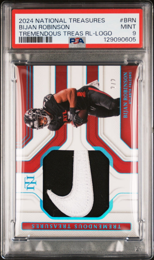 2024 Panini National Treasures Relics Bijan Robinson #BRN 2/2 PSA 9