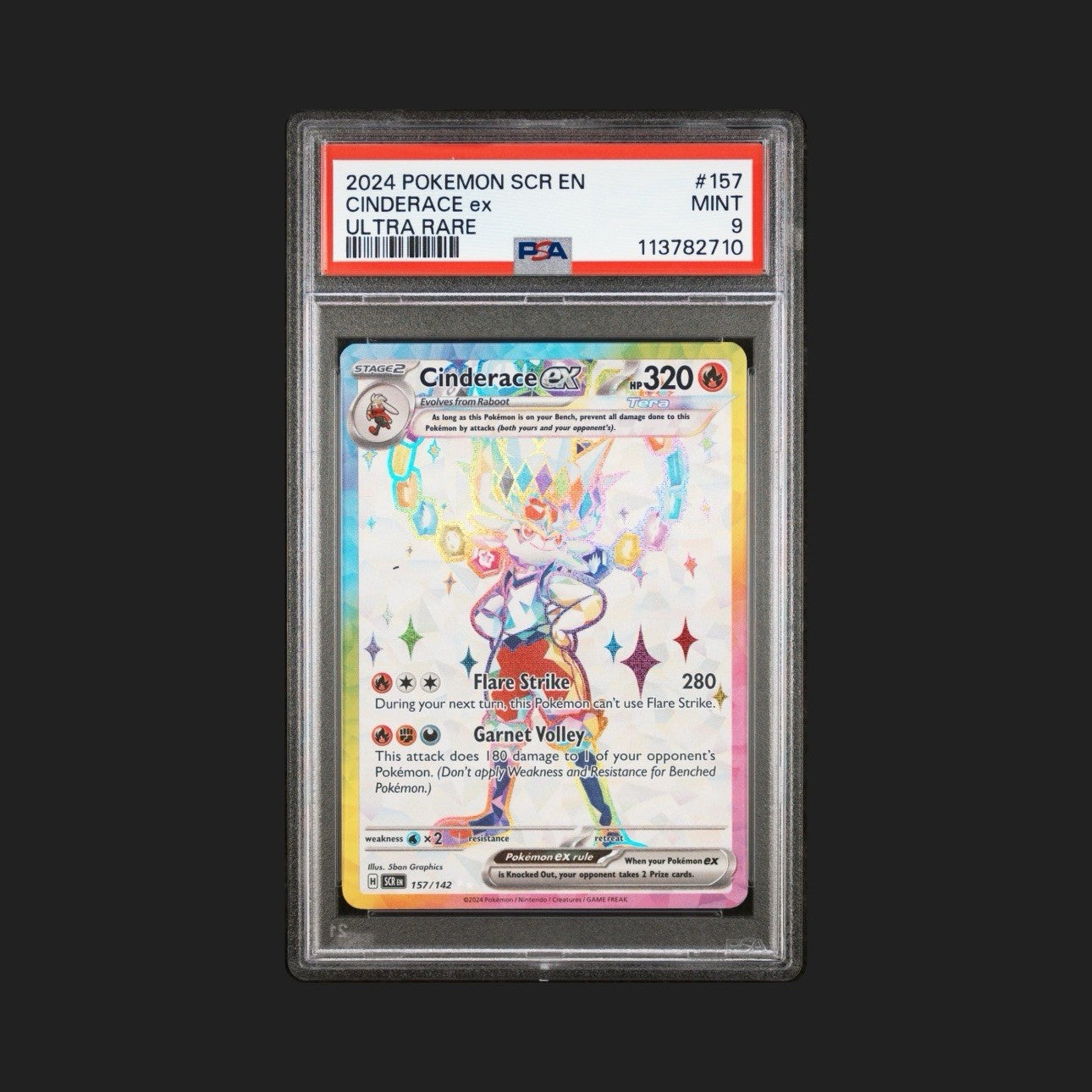 2024 Pokemon SCR EN Cinderace ex Ultra Rare PSA 9 #157
