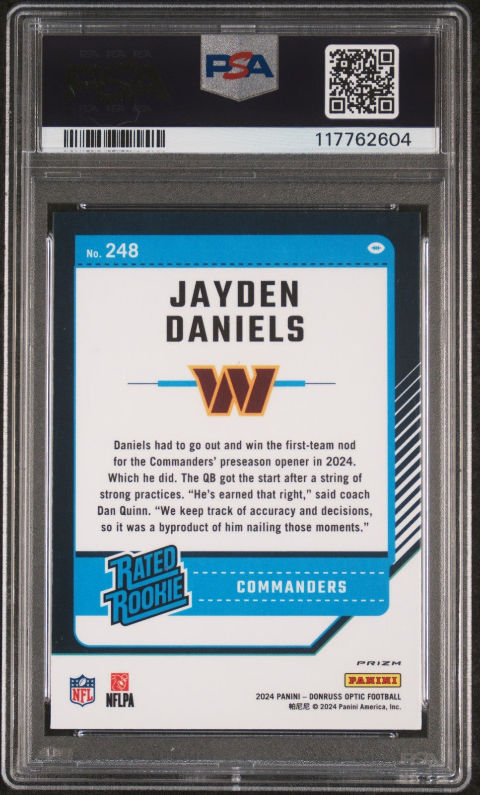 2024 Panini Donruss Optic Jayden Daniels #248 Red Mojo PSA 9
