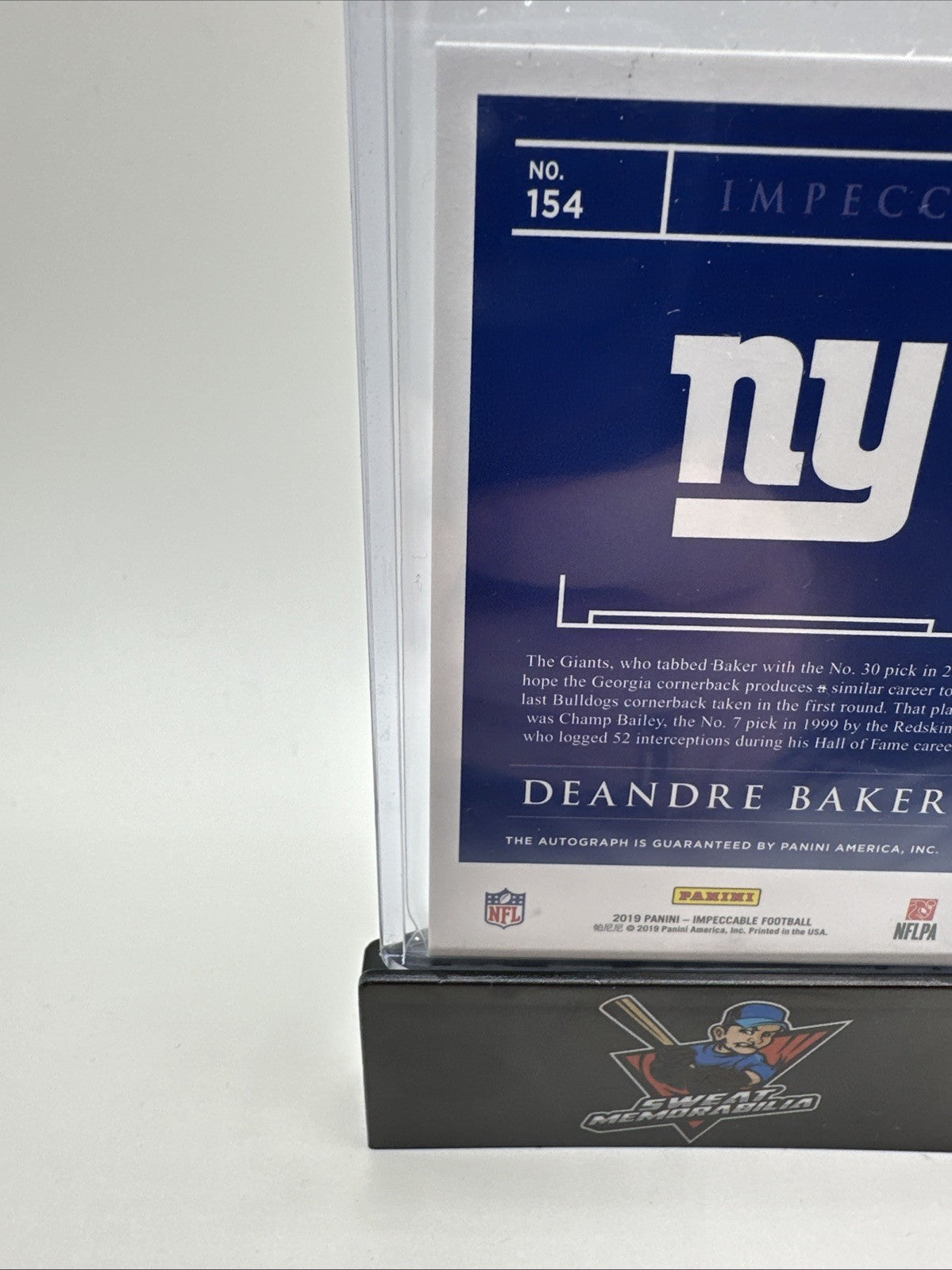 2019 Panini Impeccable Certified Autograph #154 DeAndre Baker RC NFL Card 12/99