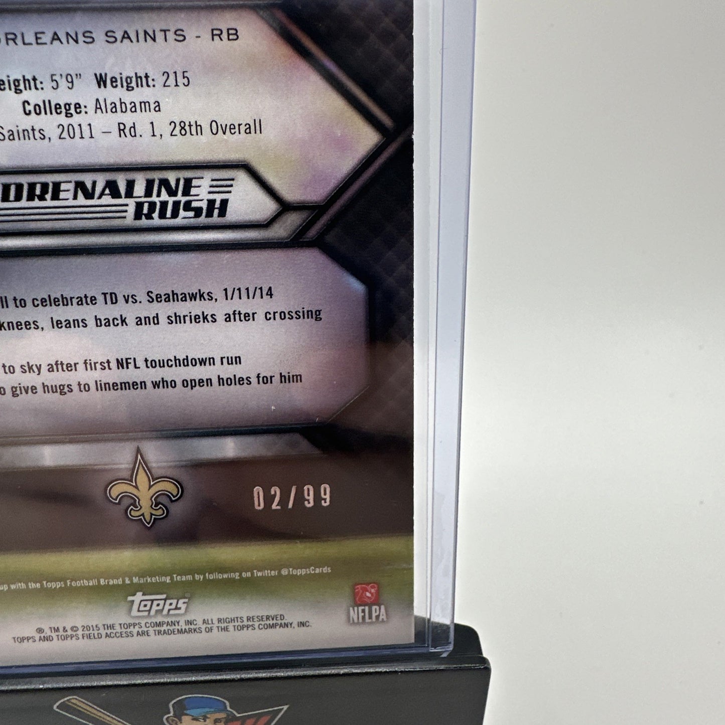 2015 Topps Field Access Adrenaline Rush Green #ARA-MI Mark Ingram /99