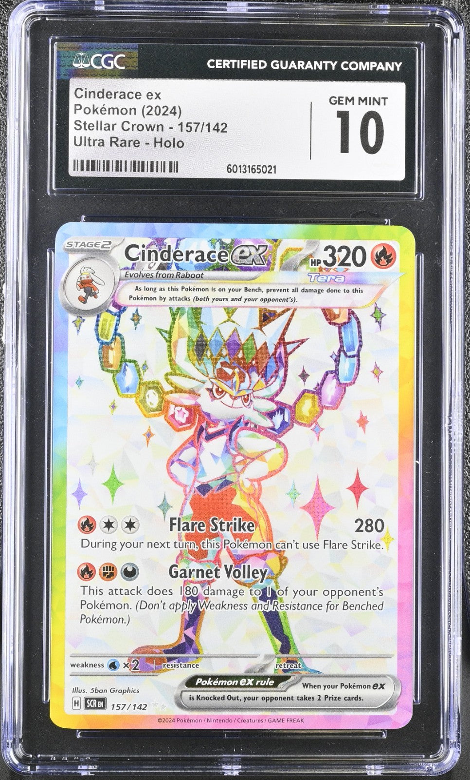 Pokemon 2024 Cinderace EX 157/142 SCR Stellar Crown Ultra Rare Holo CGC 10
