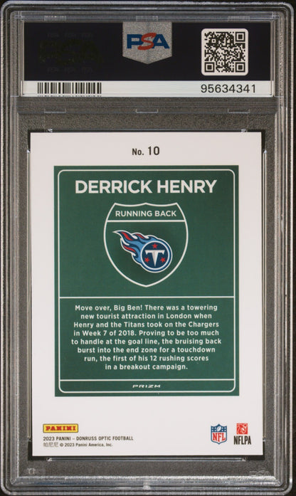 2023 Donruss Optic International Downtown #10 Derrick Henry Titans SSP PSA 10