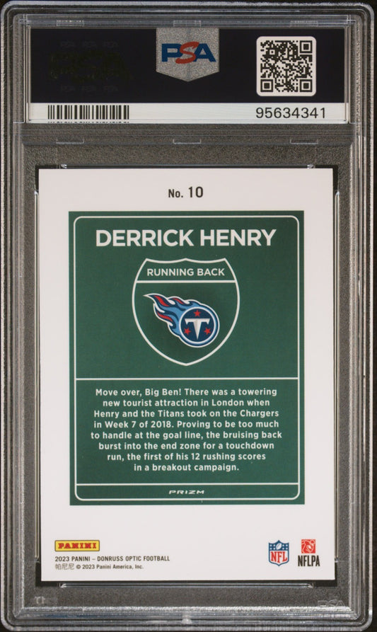 2023 Donruss Optic International Downtown #10 Derrick Henry Titans SSP PSA 10