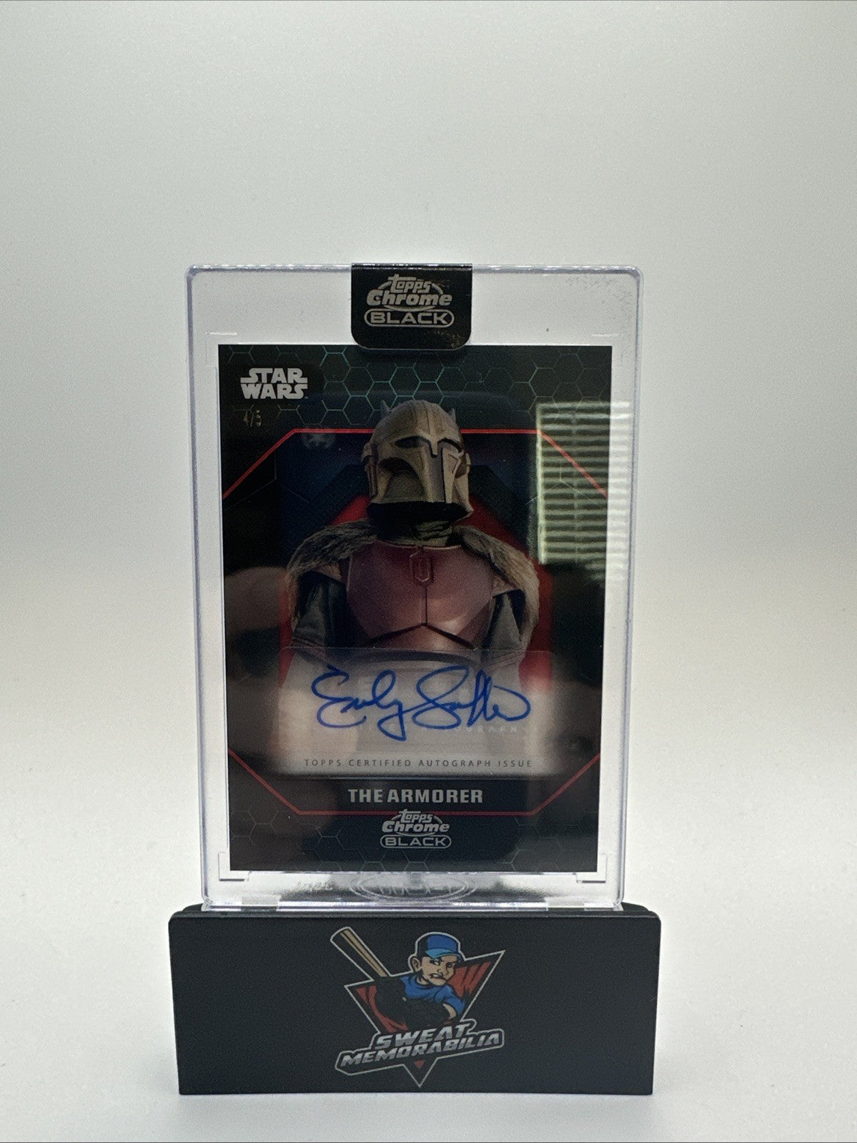 2024 Topps Chrome Black Star Wars The Armorer Emily Swallows Auto /5.
