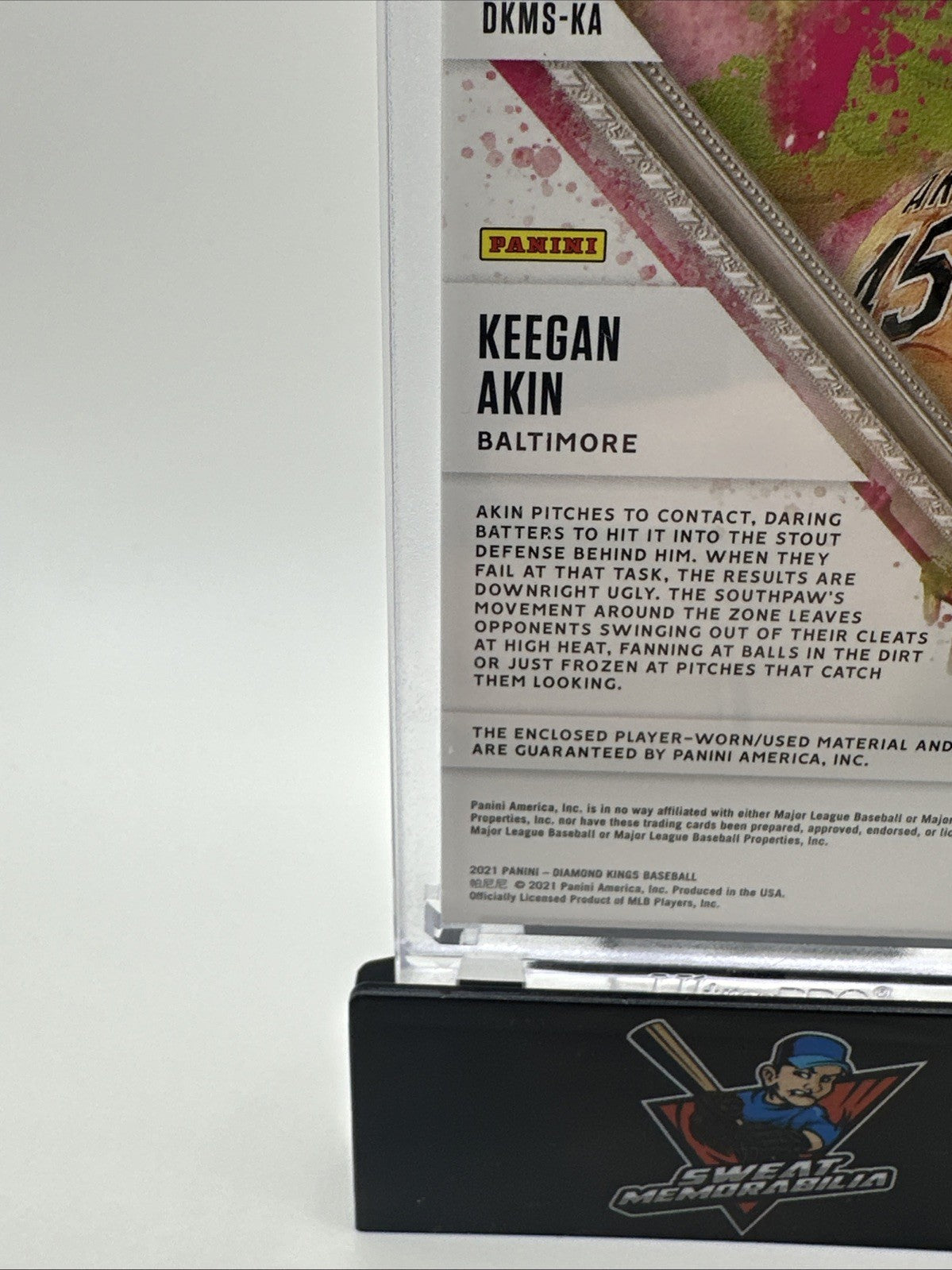 2021 Diamond Kings #DKMS-KA Duel Jersey Auto Keegan Akin Baltimore Orioles /99