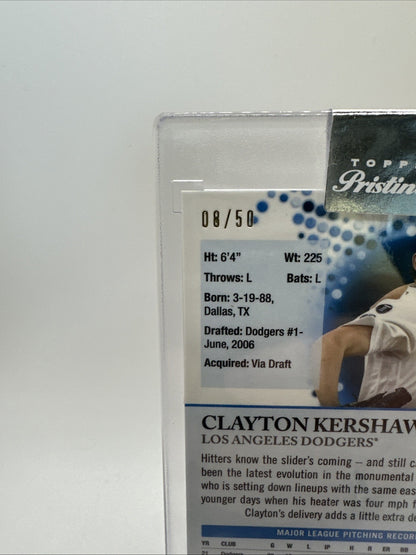2022 Topps Pristime Gold Refractor #170 Clayton Kershaw No 8 of 50