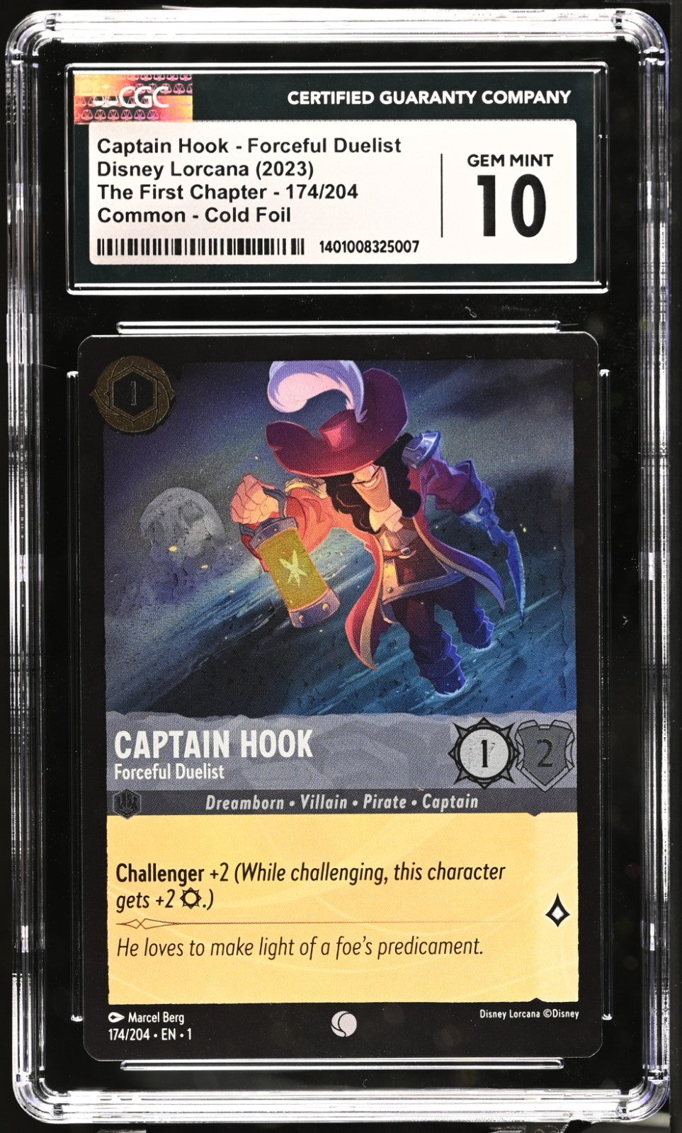2023 Disney Lorcana The First Chapter Captain Hook #174/204 Cold Foil CGC 10