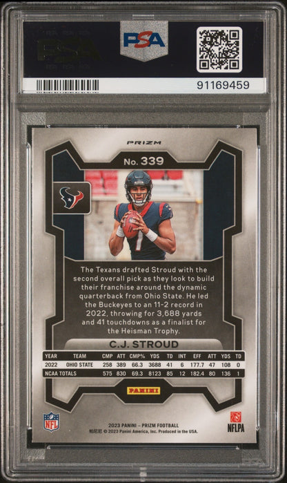 2023 Panini Prizm Cj Stroud #339 RC Green PSA 10 GEM MINT