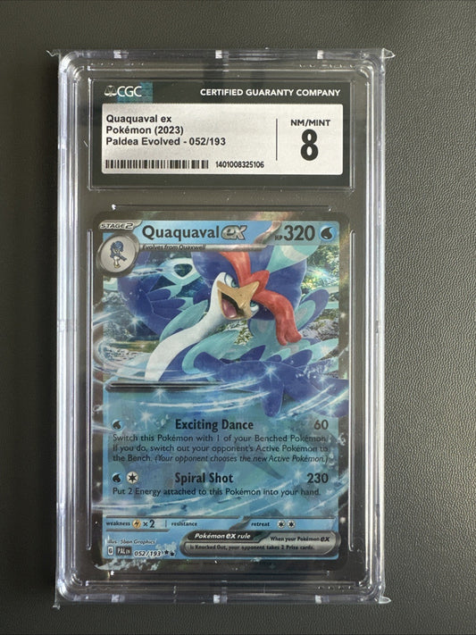 Pokémon Quaquaval ex Scarlet & Violet Paldea Evolved 052/193 Holo Rare CGC 8