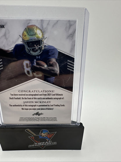 2021 LEAF ULTIMATE DRAFT JAVON MCKINLEY ROOKIE/RC AUTO #18/35