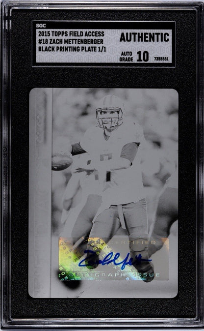 2015 Topps Field Access Football Auto #18 Zach Mettenberger 1/1 Plate SGC Auth