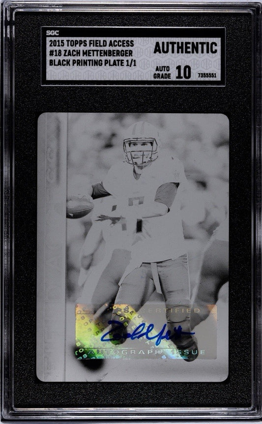 2015 Topps Field Access Football Auto #18 Zach Mettenberger 1/1 Plate SGC Auth