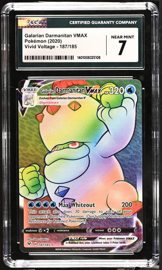Pokemon 2020 Galarian Darmanitan VMAX 187/185 Vivid Voltage FULL ART CGC 7