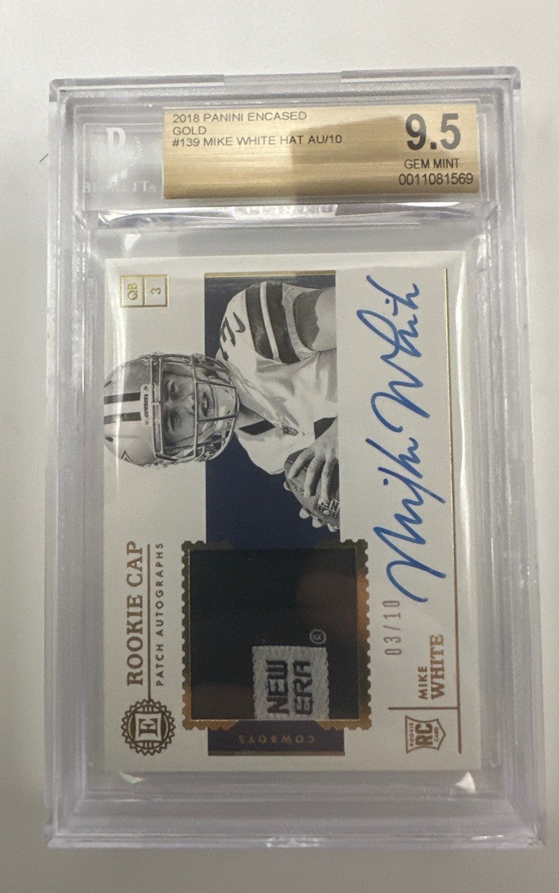 2018 Panini Encased Gold Mike White HAT AU/10 #139 BGS 9.5