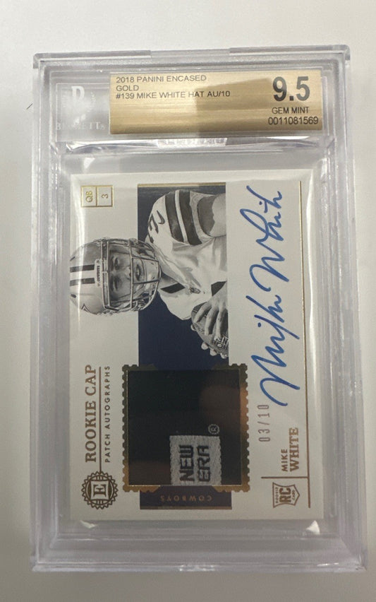 2018 Panini Encased Gold Mike White HAT AU/10 #139 BGS 9.5