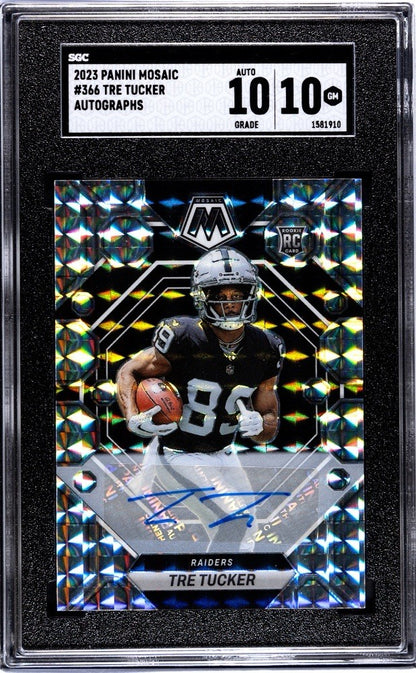 2023 Panini Mosaic Tre Tucker Sliver Mosaic Prizm Rookie Auto RC #366 SGC 10