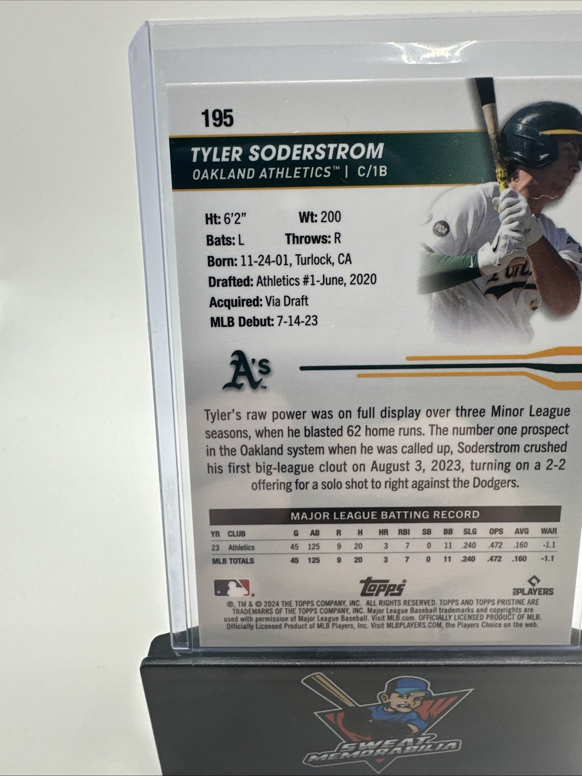 2024 Topps Pristine - Tyler Soderstrom #195 True Blue /50 RC