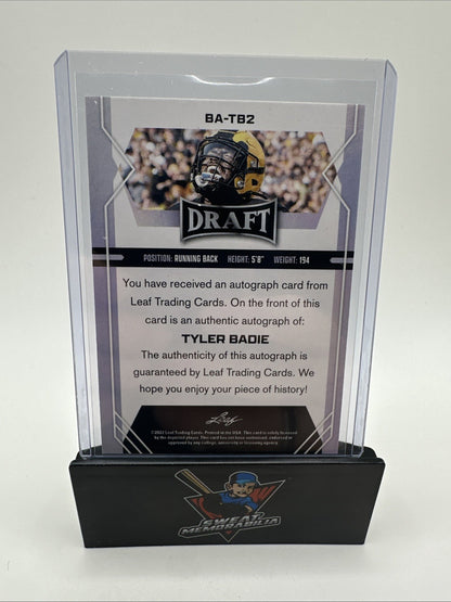 2022 Leaf Draft - Autographs #BA-TB2 Tyler Badie RC