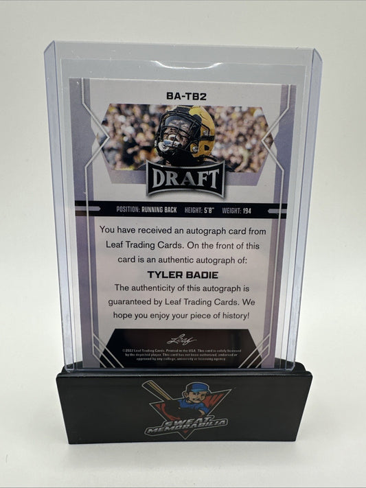 2022 Leaf Draft - Autographs #BA-TB2 Tyler Badie RC