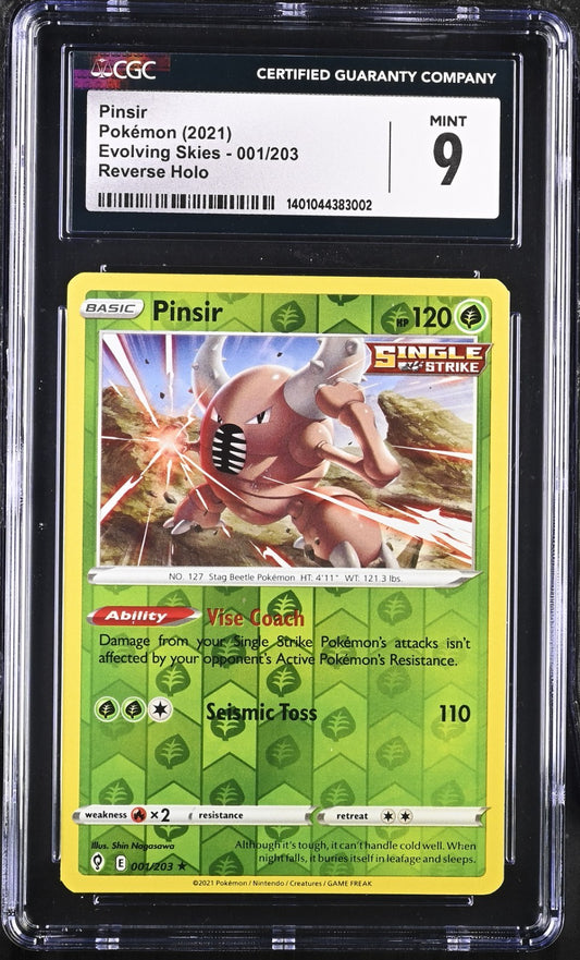 POKEMON 2021 PINSIR 001/203 EVOLVING SKIES (REVERSE HOLO) CGC 9