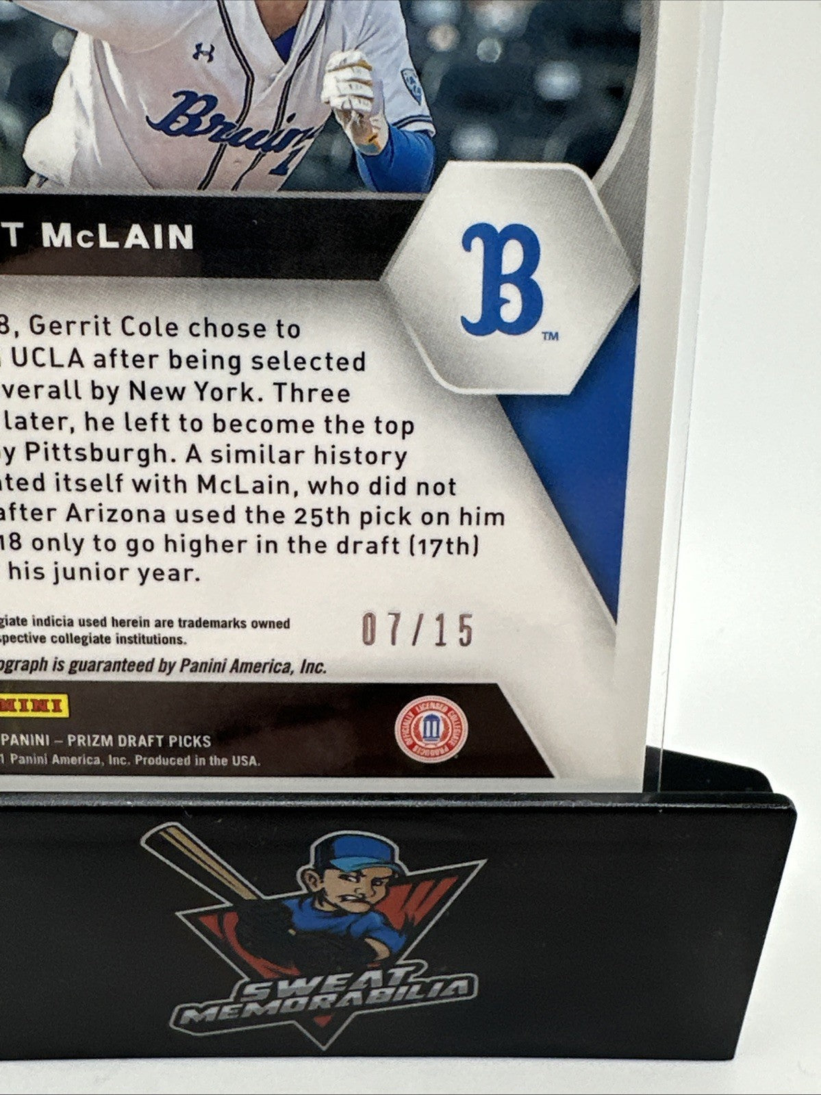 2021 PANINI PRIZM DRAFT PICKS MATT MCLAIN AUTO SNAKESKIN REF 7/15 SSP RC