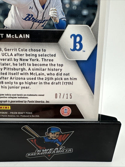 2021 PANINI PRIZM DRAFT PICKS MATT MCLAIN AUTO SNAKESKIN REF 7/15 SSP RC
