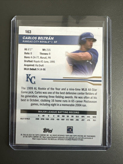 2024 Topps Pristine Baseball Carlos Beltran #163 Purple /99 Kansas City Royals