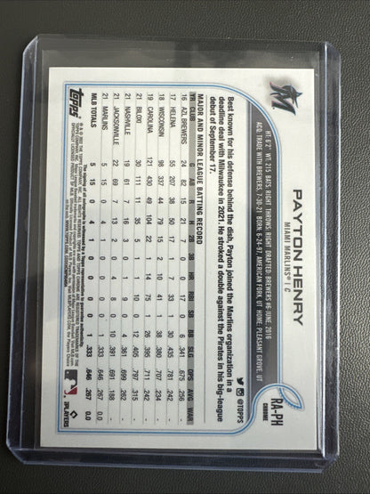 2022 Topps Chrome Payton Henry Rookie On Card Autograph #RA-PH