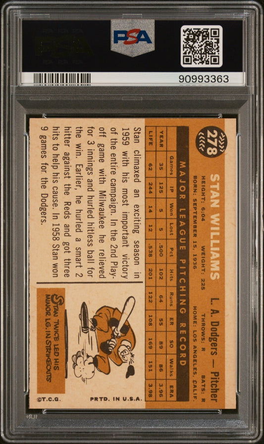 1960 Topps Stan Williams #278 PSA 9