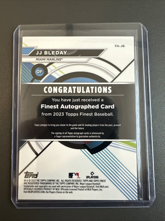 2023 Topps Finest J.J. Bleday Autographed Rookie Card Miami Marlins