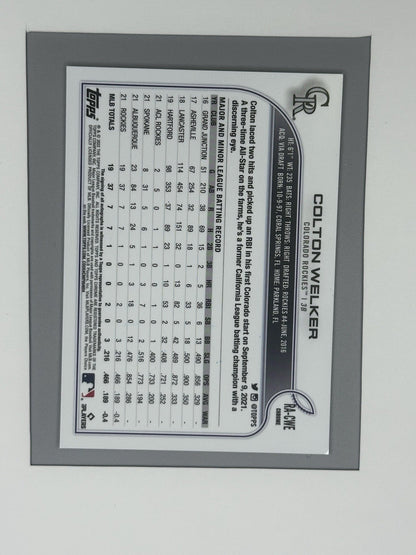 2022 Topps Chrome Colton Welker RC Auto #RA-CWE Colorado Rockies