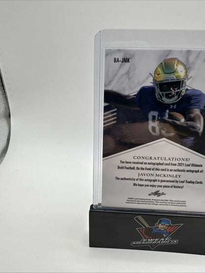 2021 LEAF ULTIMATE DRAFT JAVON MCKINLEY ROOKIE/RC AUTO #18/35