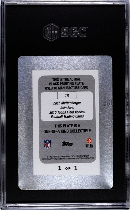 2015 Topps Field Access Football Auto #18 Zach Mettenberger 1/1 Plate SGC Auth