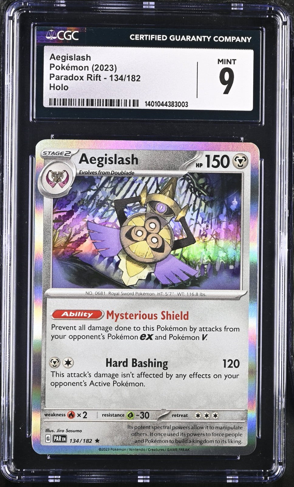 Pokémon 2023 Aegislash Holo #134 Scarlet & Violet: Paradox Rift CGC 9