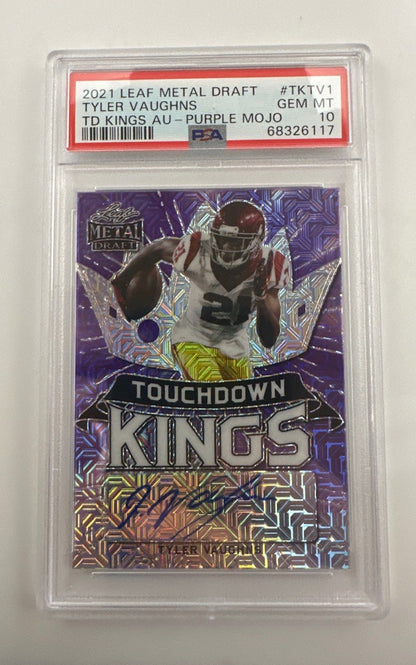 2021 Tyler Vaughns Leaf Metal Draft Purple Mojo Auto RC 2/7 PSA 10
