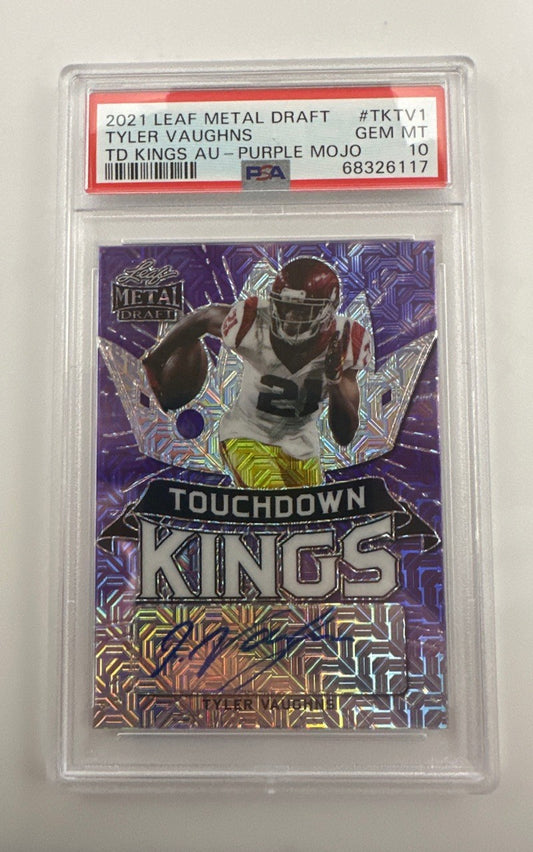 2021 Tyler Vaughns Leaf Metal Draft Purple Mojo Auto RC 2/7 PSA 10