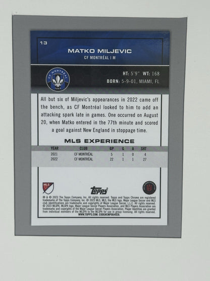 2023 Topps Chrome Matko Miljevic Blue Mini Diamond 181/199 #13