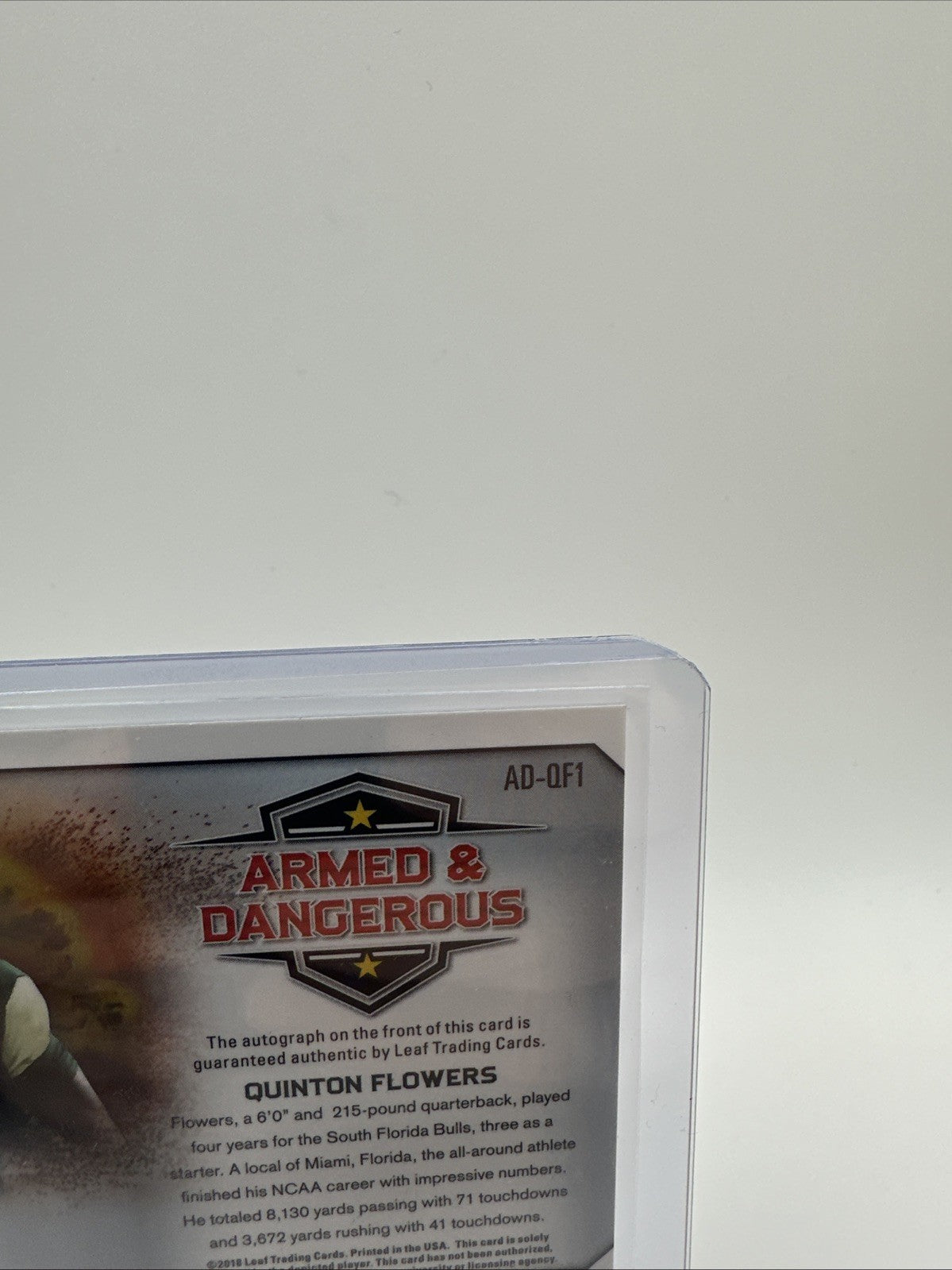 2018 Leaf Metal Draft Quinten Flowers Rookie Autograph Purple 15/15