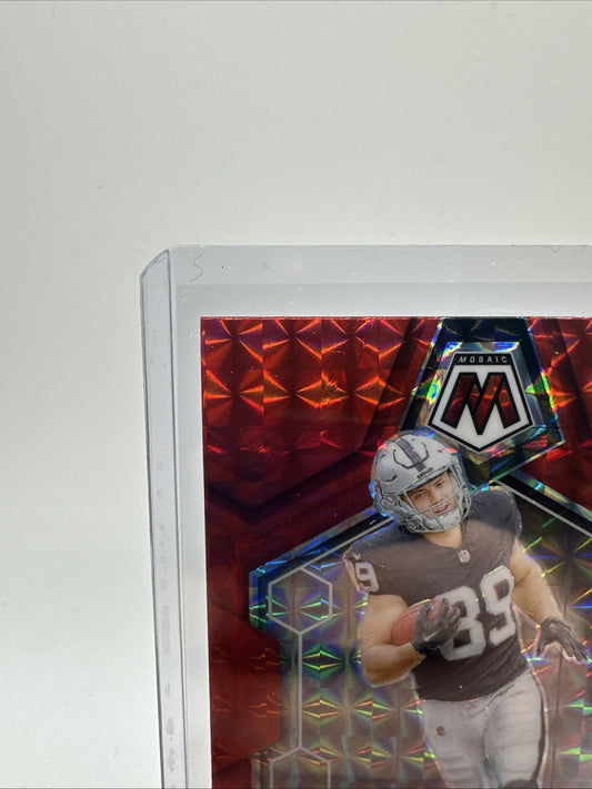 2024 Panini Mosaic - Rookies Reactive Red Mosaic Prizm #313 Brock Bowers (RC)