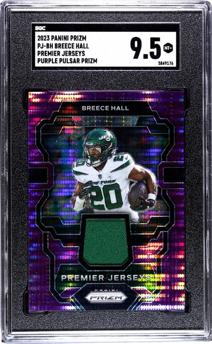 2023 Panini Prizm Football BREECE HALL Premier Jerseys PJ-BH Purple SGC 9.5