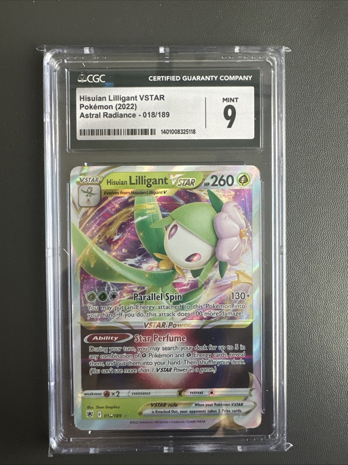 Pokemon 2022 Astral Radiance Hisuian Lilligant VSTAR 018/189 CGC 9